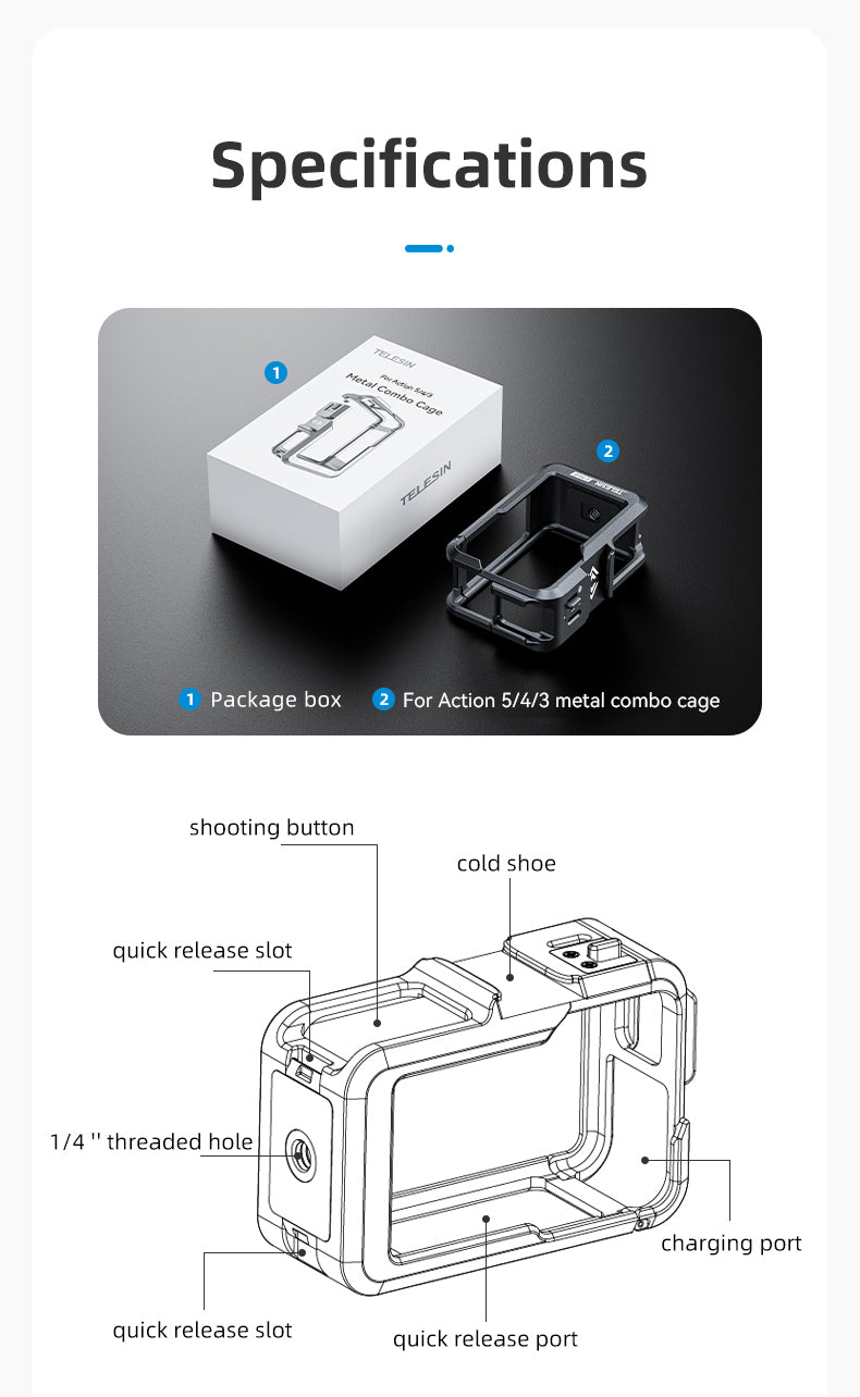 Telesin Metallkäfig für DJI Osmo Action 3/4