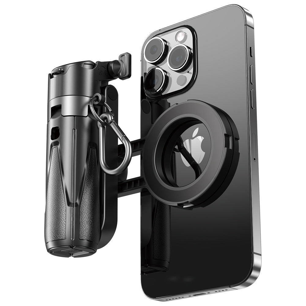 MOJOGEAR TS2 6-in-1 Mini Selfiestick Statief & Grip voor telefoon Magnetisch - Zwart - Statieven en toebehoren