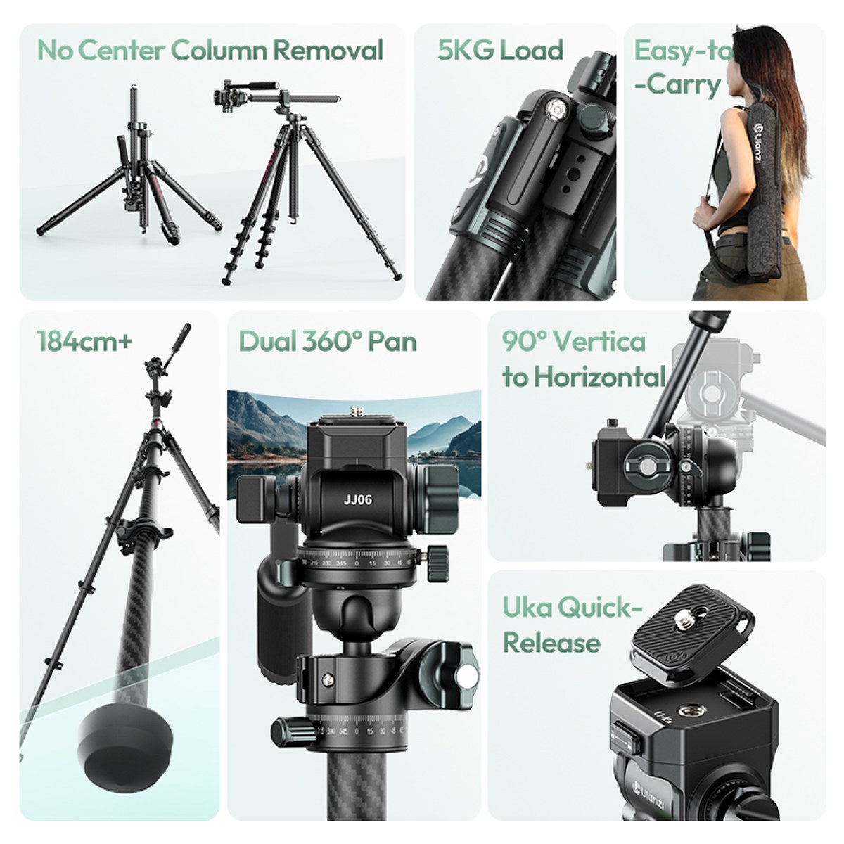 Ulanzi GlideGo JJ06 Video Tripod Carbon - Schwarz