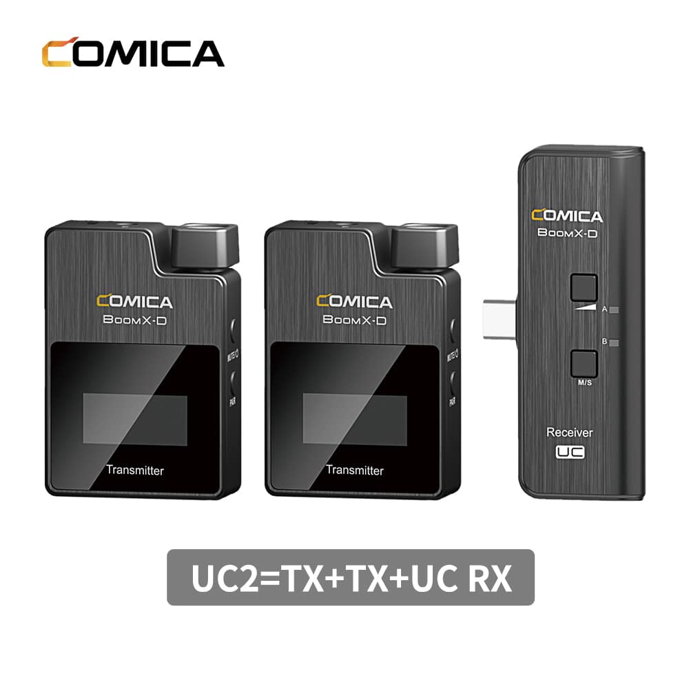 Comica BoomX-D UC2 draadloze microfoon-set met 2 zenders en USB-C-ontvanger - Obsolete