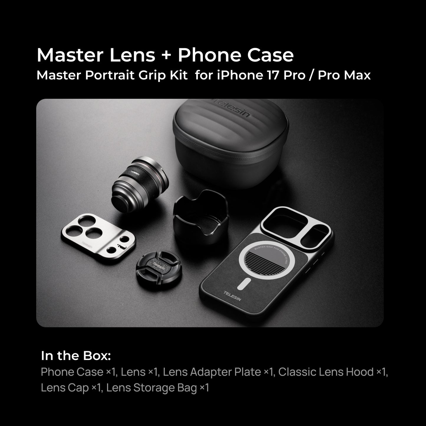 Telesin Master Lens 2X Tele iPhone 17 Pro Max Teleobjektiv - Schwarz