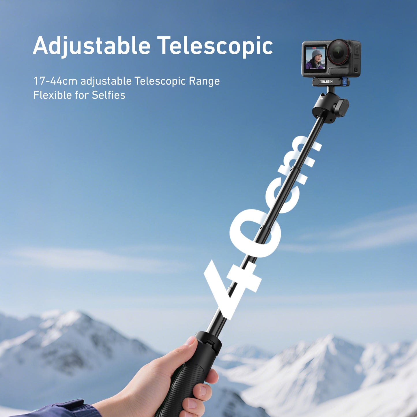 Telesin Quick-release Selfiestick für DJI Osmo Action & 360 - Schwarz