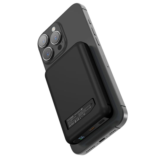 MOJOGEAR NovaMag All-in-1 Powerbank 10.000 mAh – Draadloos Qi2 & ingebouwde kabels – Zwart - Powerbanks