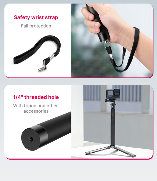 Ulanzi MT-58 Invisible Selfie Stick voor Insta360 - 120 cm - Selfiesticks