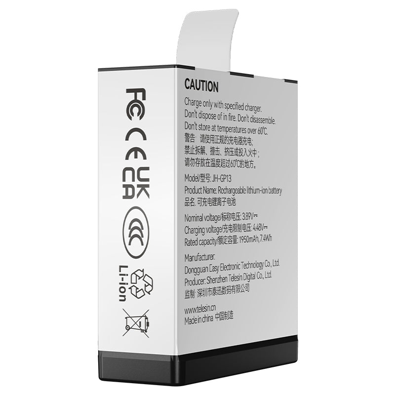 Telesin oplaadbare batterij voor GoPro 13 - 1950 mAh - GoPro Accu's en opladers