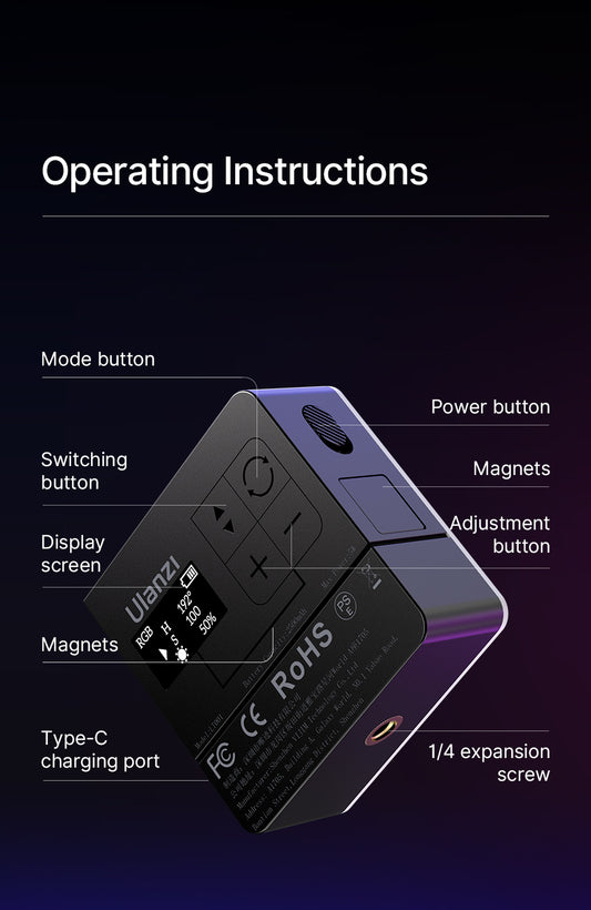 Ulanzi VL49 Pro Mini RGB videolamp - Cameralampen