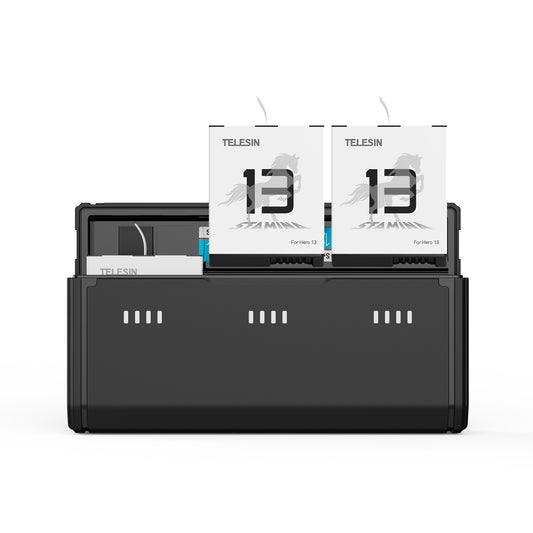 Telesin Pocket Triple Oplaadcase met 2 batterijen - voor GoPro 13 - GoPro Accu's en opladers