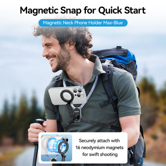Telesin MagSafe Smartphone neck mount extra groot - Sky Blue - Telefoonhouders