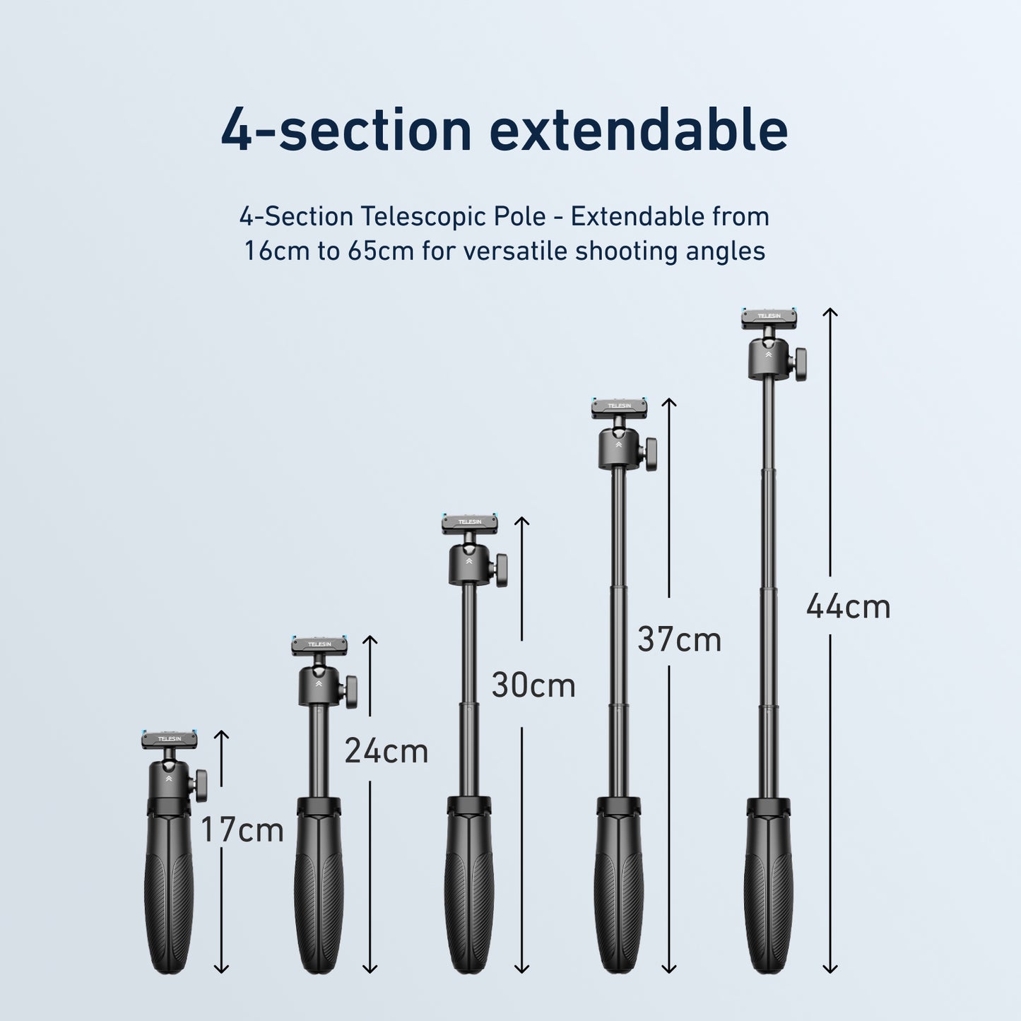 Telesin Quick-release Selfiestick für DJI Osmo Action & 360 - Schwarz