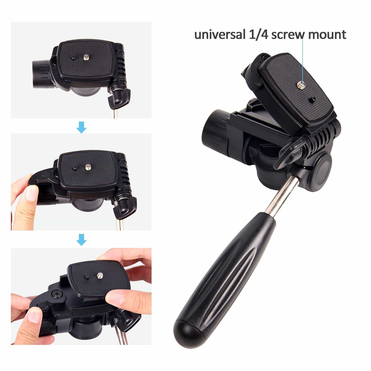 MOJOGEAR 179 cm 3-in-1-Kamera- und Telefonstativ: Dreibein, Einbeinstativ und horizontaler Arm