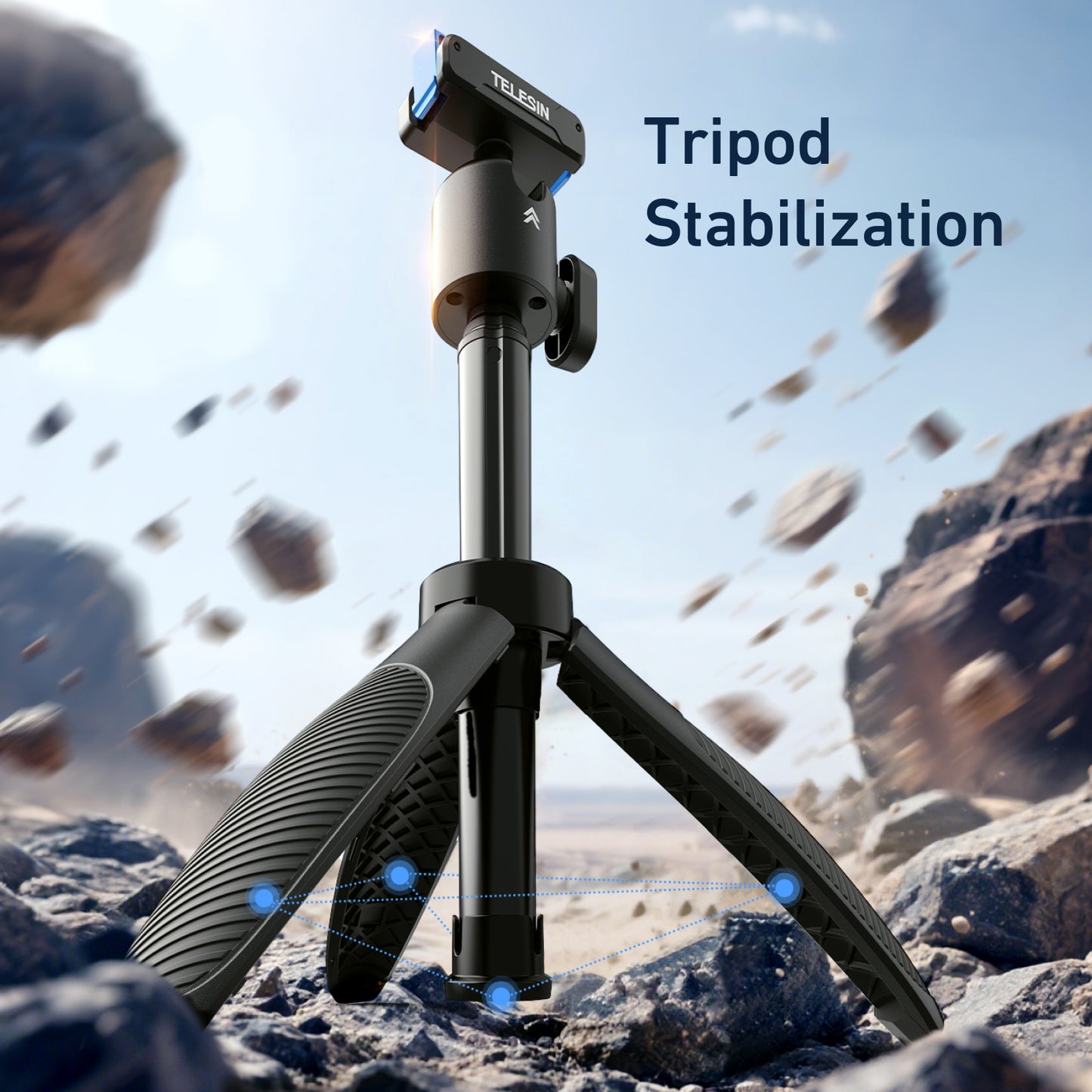 Telesin Quick-release Selfiestick für DJI Osmo Action & 360 - Schwarz