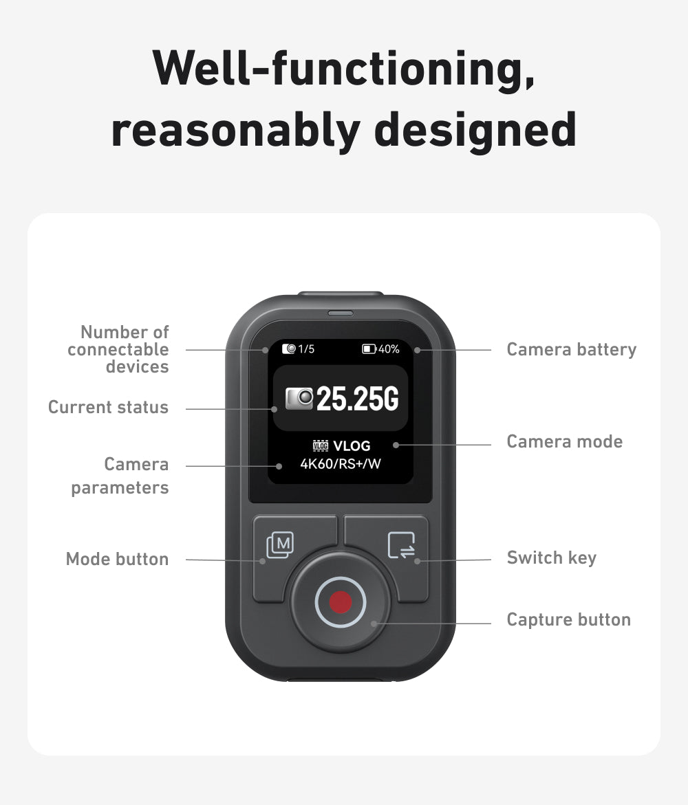 Telesin T13 Bluetooth-Fernbedienung für DJD Osmo Action – Wasserdicht