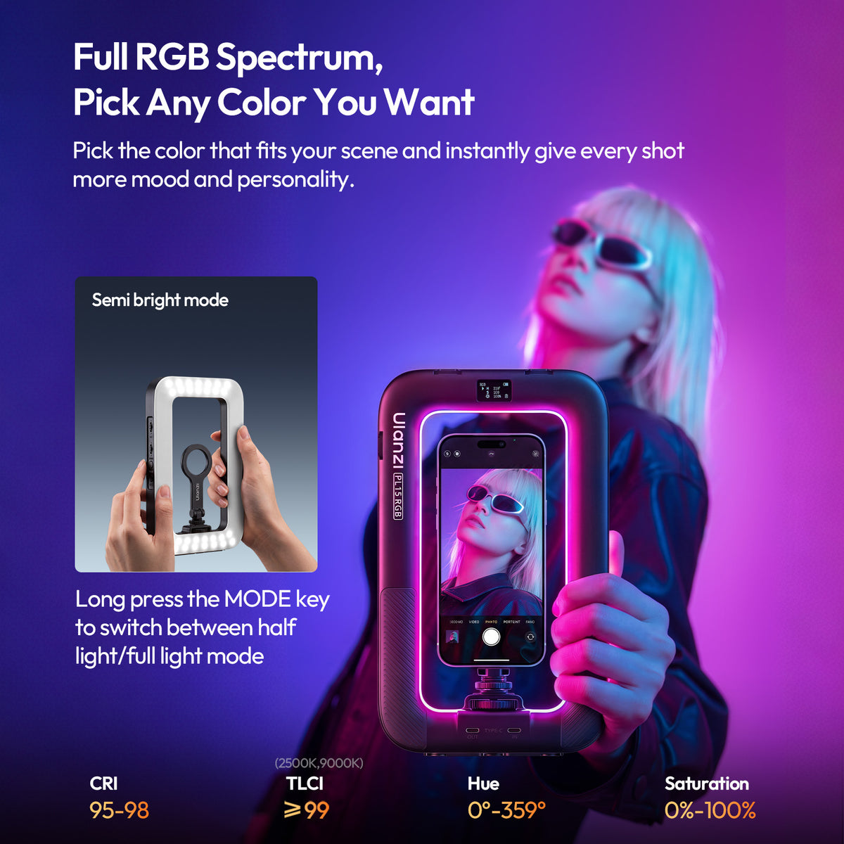 Ulanzi PL15RGB Ringlampen-Video-Rig für Smartphone – MagSafe