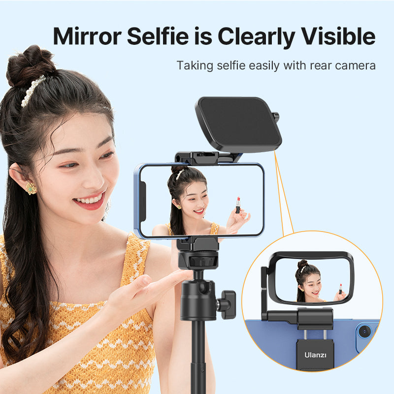 Ulanzi ST-30 Telefoonhouder voor statief met selfie/vlog spiegel - Metaal - Telefoonhouders