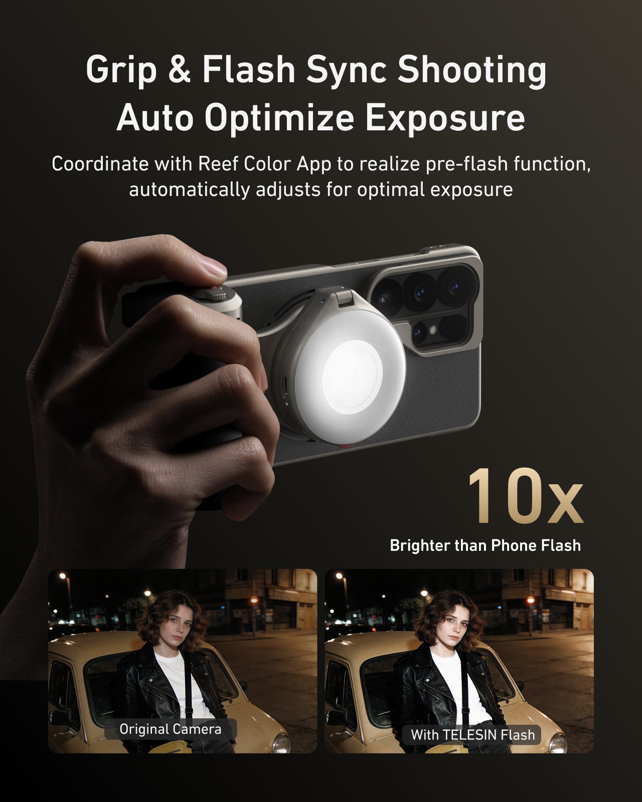 Telesin Master Grip für Samsung S26 Ultra – Creator Combo mit Lampe und Filter – Schwarz