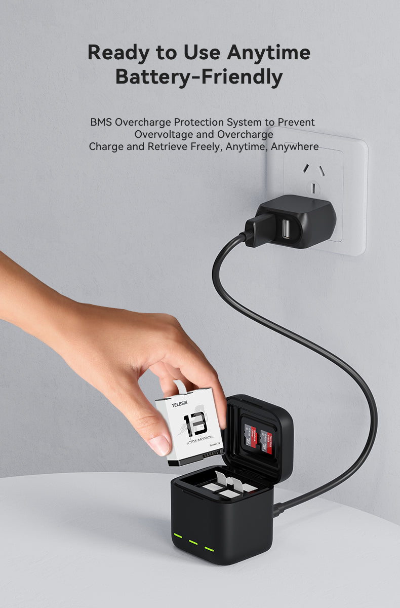 Telesin batterij oplaadbox voor GoPro Hero 13 - GoPro Accu's en opladers