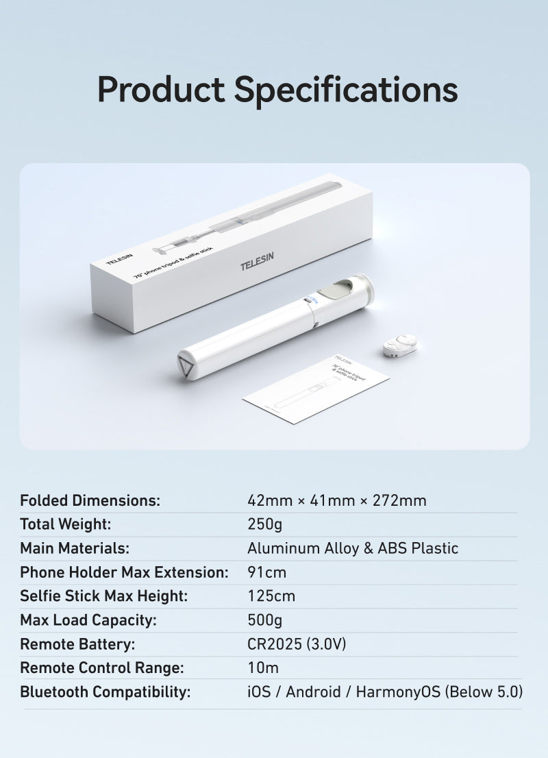 Telesin P1-TSS-001 Selfiestick Stativ - Weiß