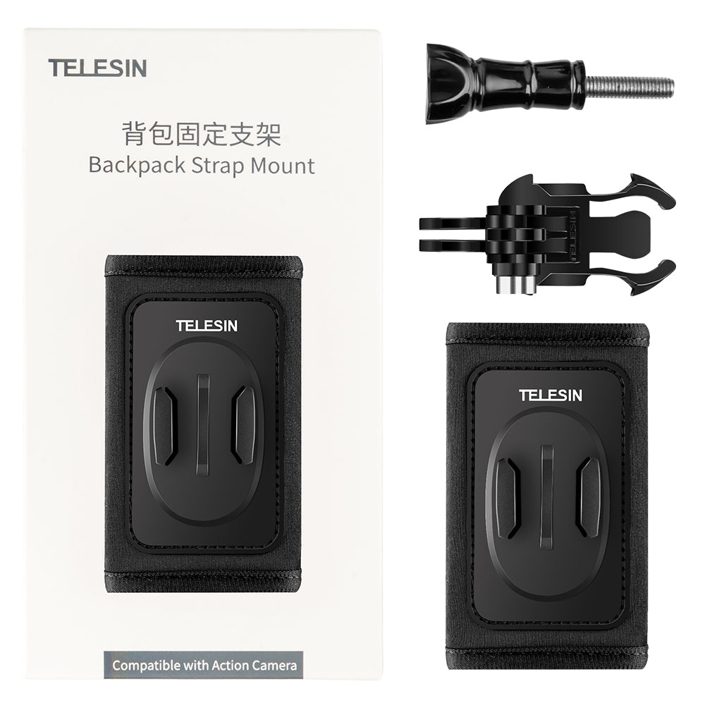 Telesin 360° draaibare backpack strap mount voor action cam - GoPro Mounts