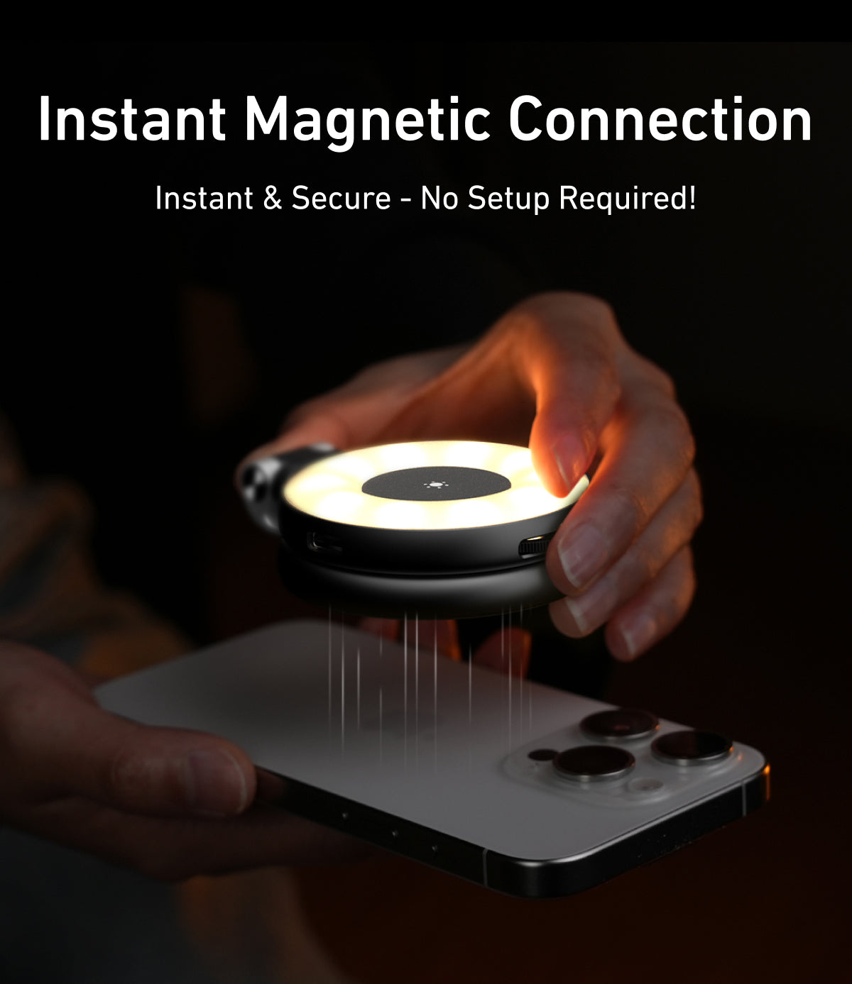 Telesin C03 drehbares MagSafe Selfie-Licht + Spiegel - Schwarz