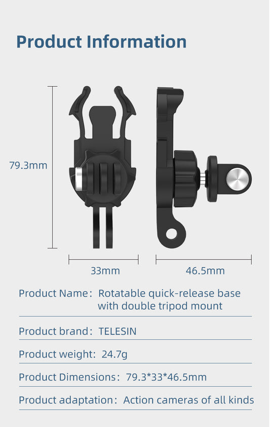 Telesin 360° draaibare backpack strap mount voor action cam - GoPro Mounts