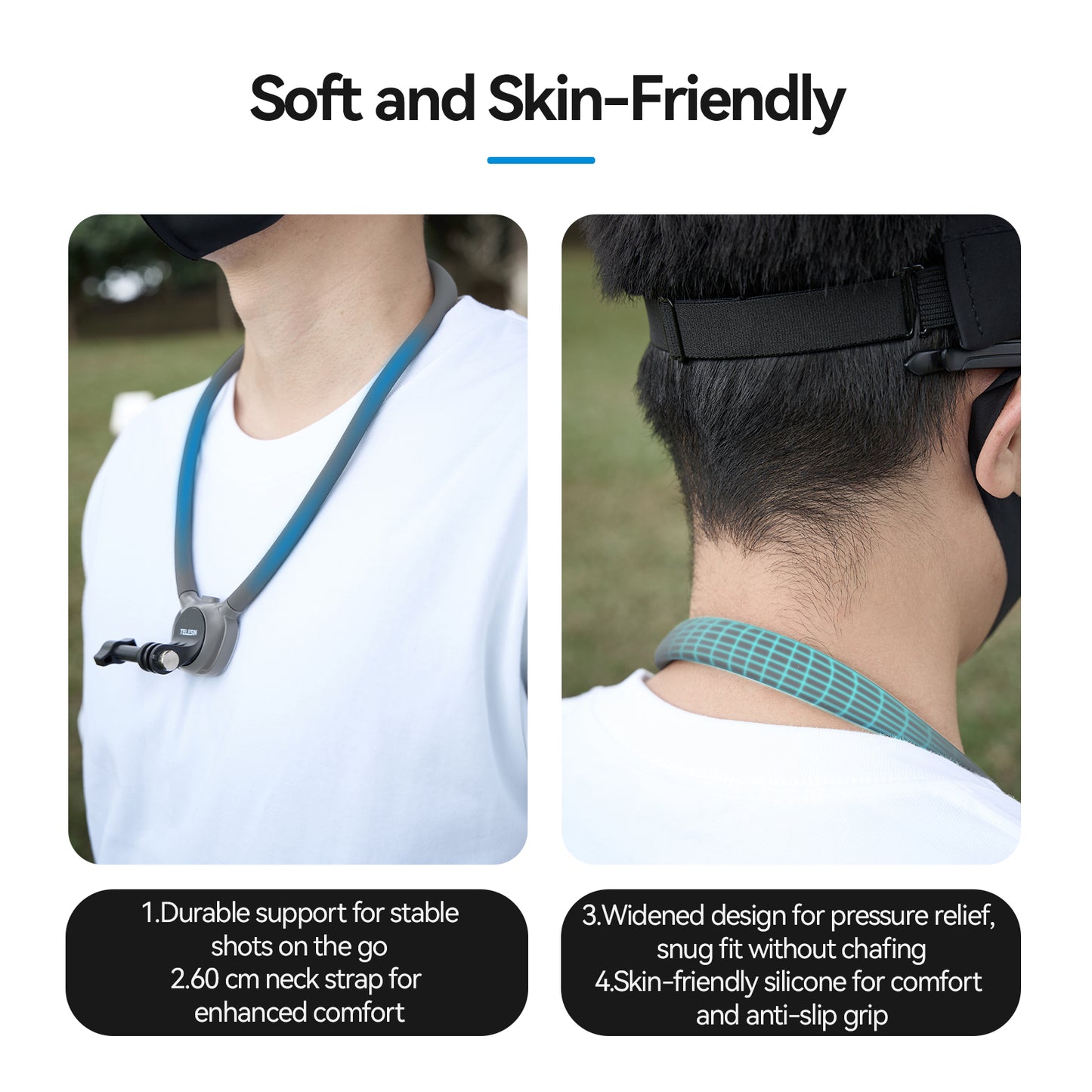 Telesin 360° Halsbandhalterung Kombi - für GoPro & Smartphone - Grau