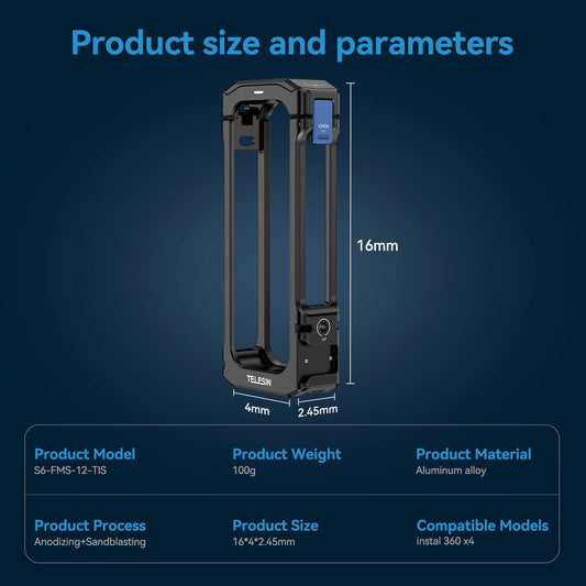 Telesin Metalen cage voor Insta360 X4 - GoPro Cases & behuizingen