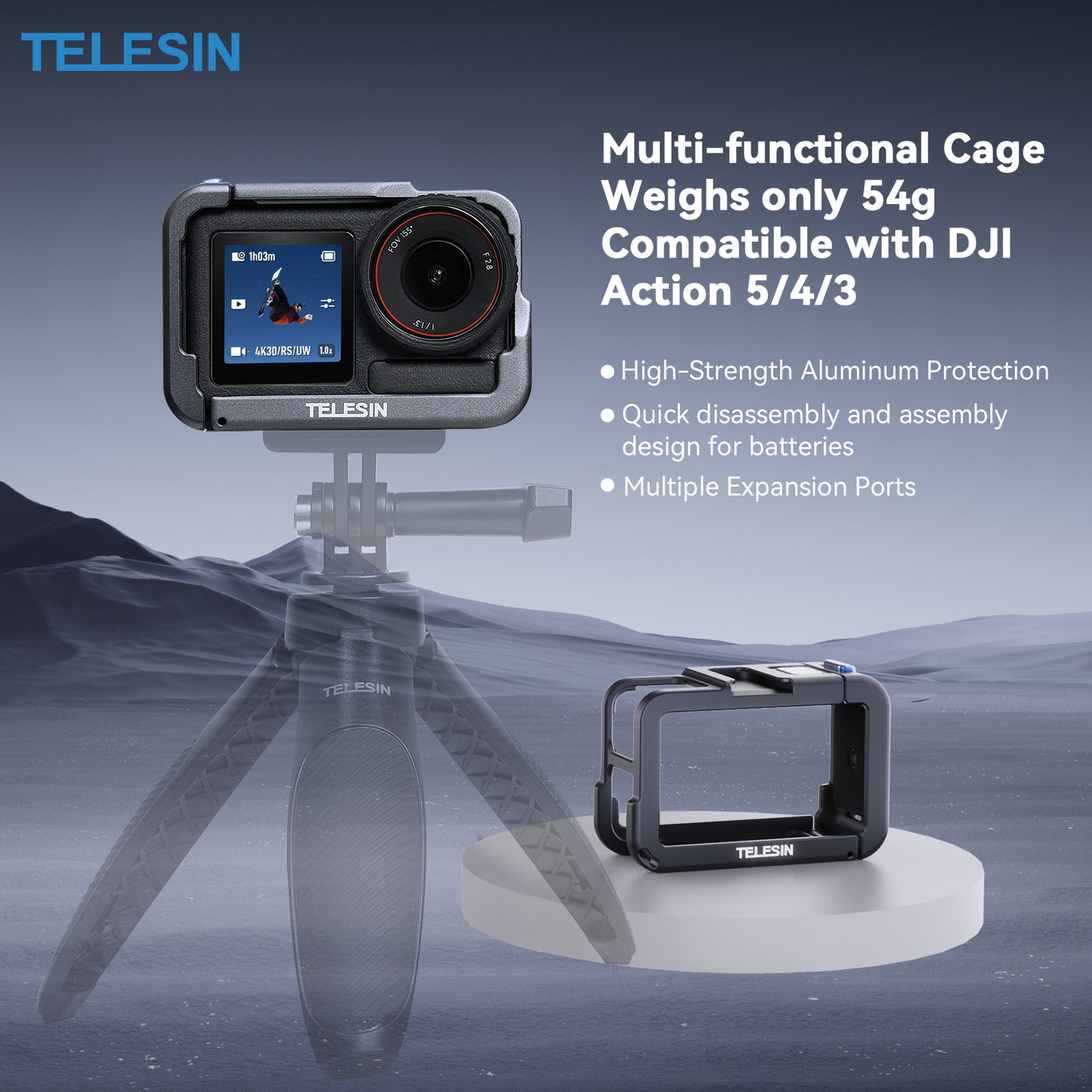 Telesin Metallkäfig V2 für DJI Osmo Action 5 Pro/4/3