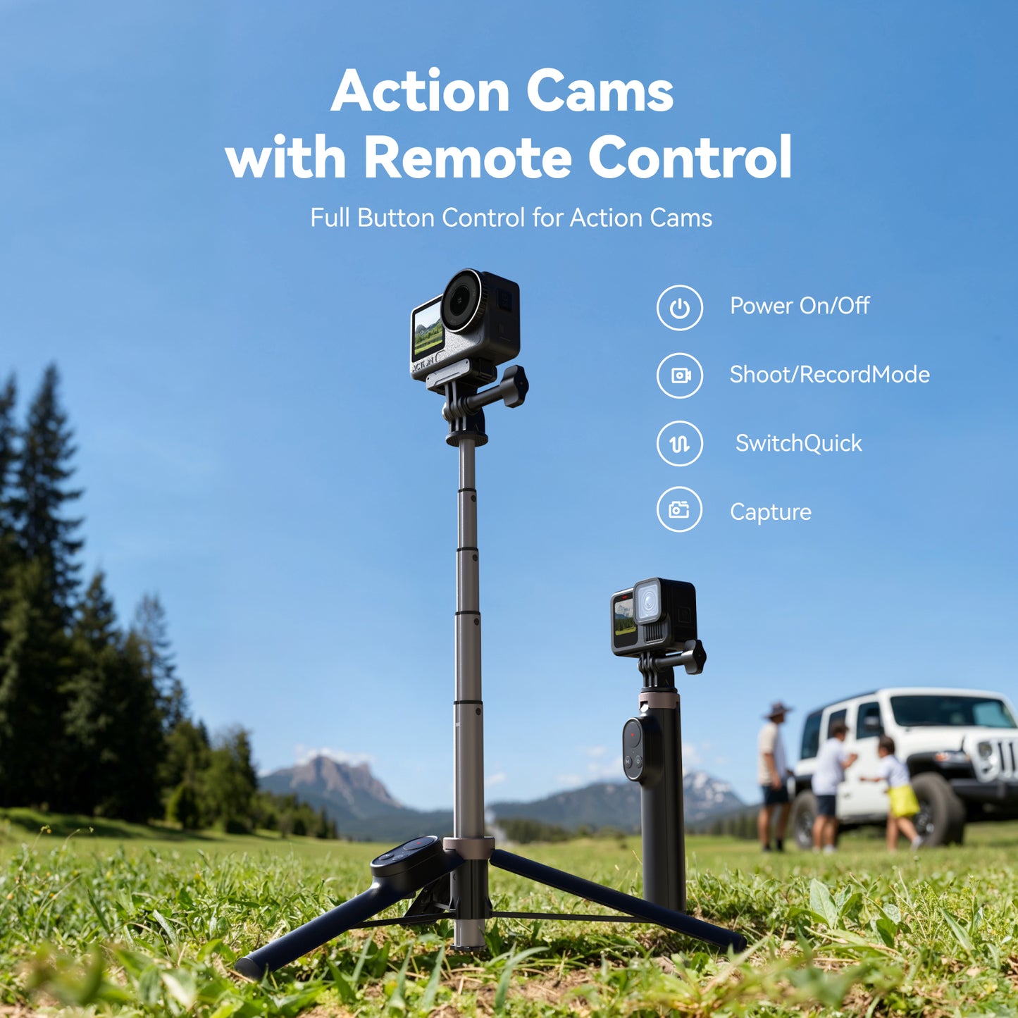 Telesin Vlog Selfie-Stick für GoPro, DJI und Smartphone – mit Bluetooth-Fernbedienung