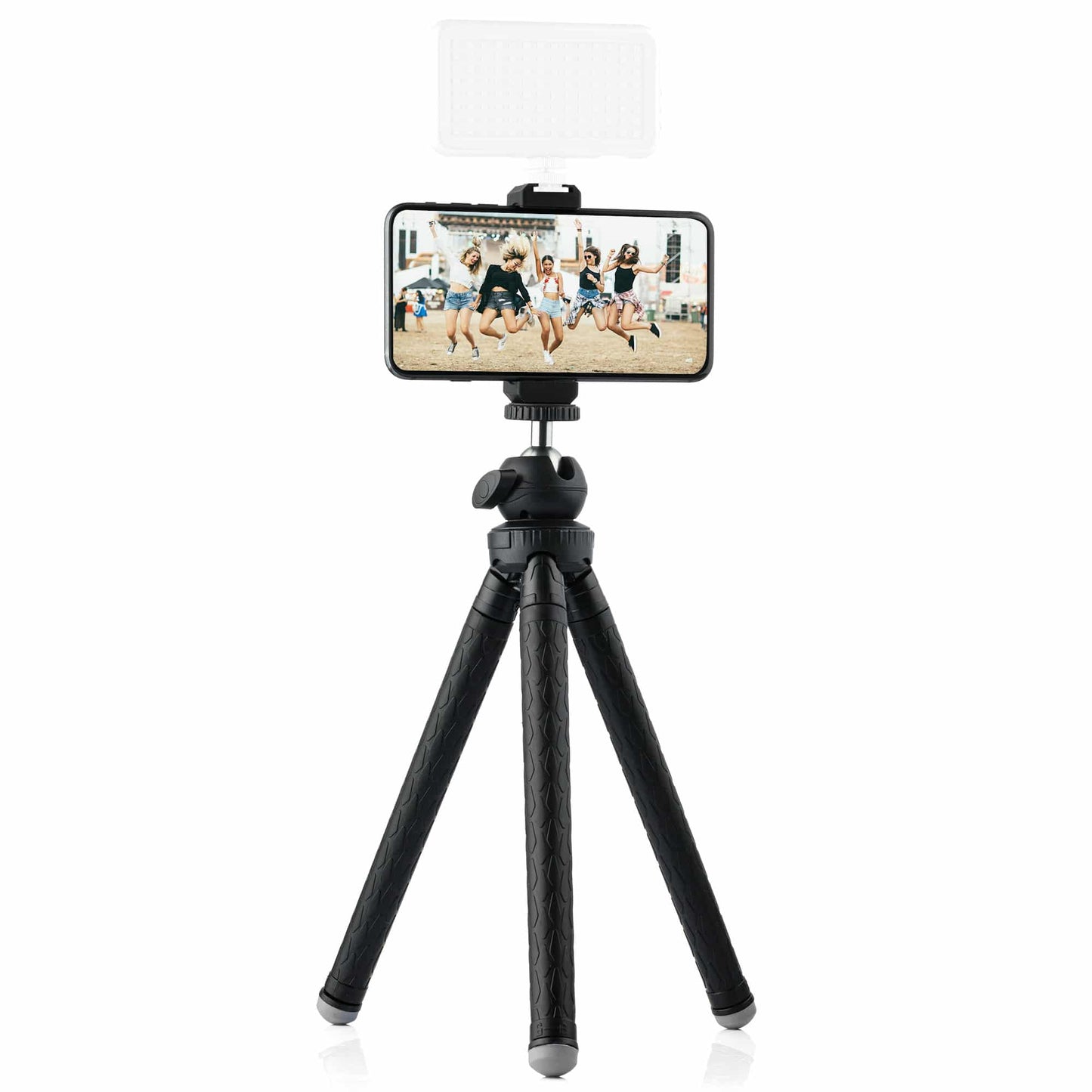 MOJOGEAR Telefoon statief met uitschuifbare poten tot 110cm - met premium telefoonhouder - Grote statieven