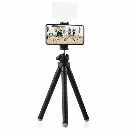 MOJOGEAR Telefoon statief met uitschuifbare poten tot 110cm - met premium telefoonhouder - Grote statieven