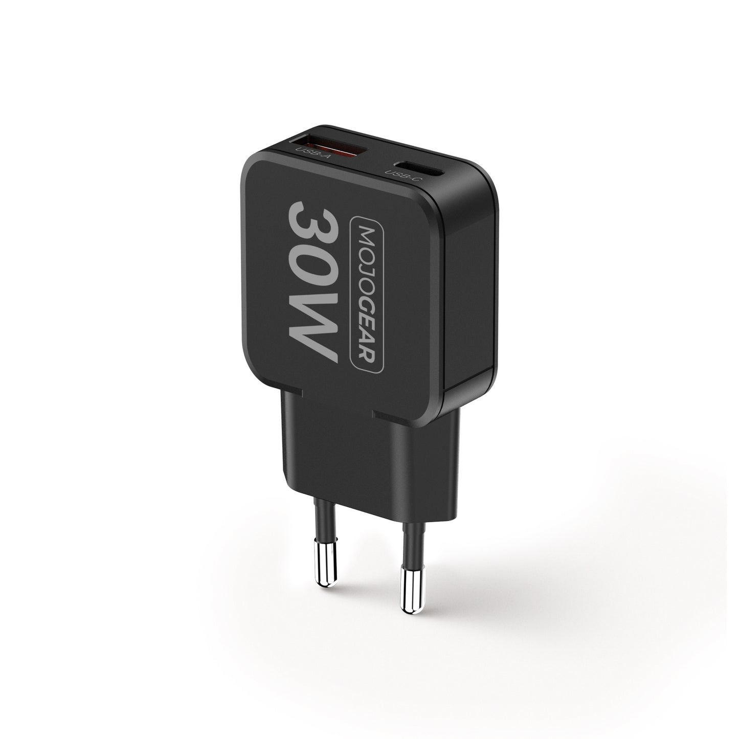 MOJOGEAR CHARGE+ 30 W ultraflaches USB-C-Ladegerät mit 2 USB/USB-C-Anschlüssen
