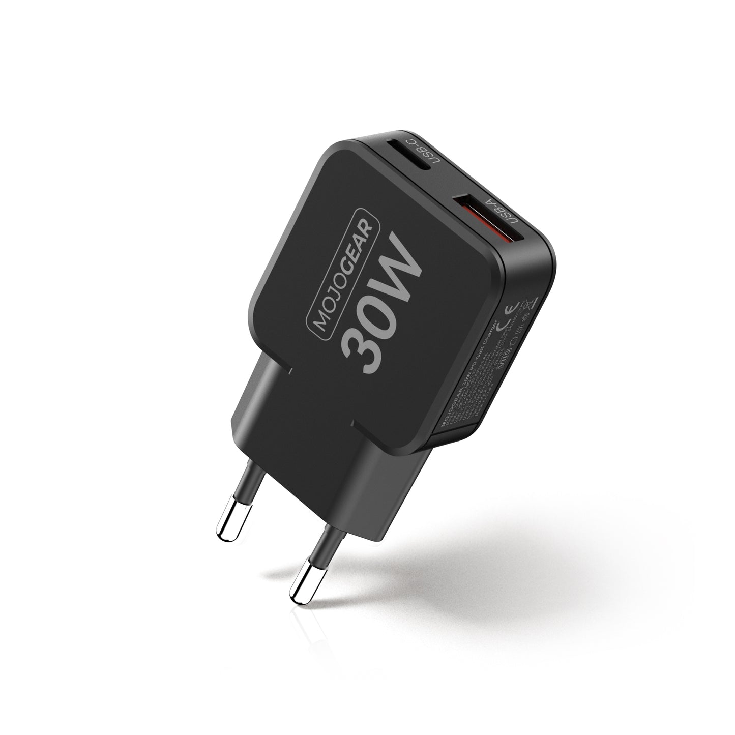 MOJOGEAR CHARGE+ 30 W ultraflaches USB-C-Ladegerät mit 2 USB/USB-C-Anschlüssen
