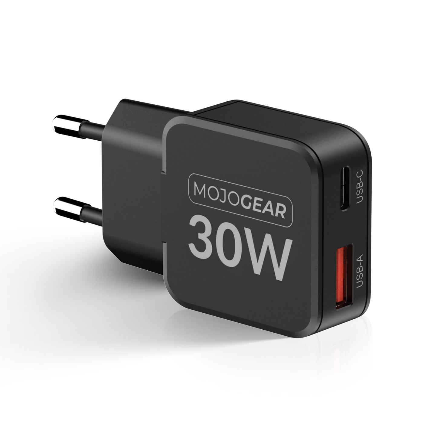 MOJOGEAR CHARGE+ 30 W ultraflaches USB-C-Ladegerät mit 2 USB/USB-C-Anschlüssen