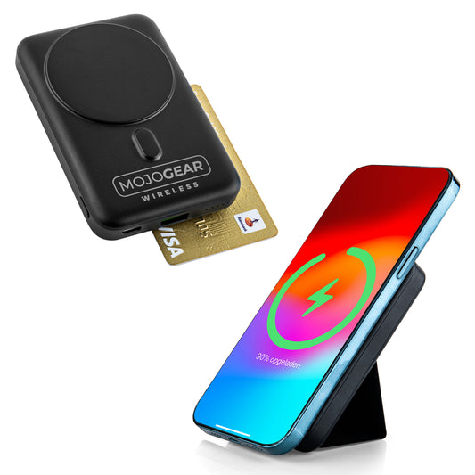 MOJOGEAR Wireless MagSafe powerbank 10.000 mAh - Magnetisch en Draadloos voor Android en iPhone - Met standaard - Wit - Powerbanks