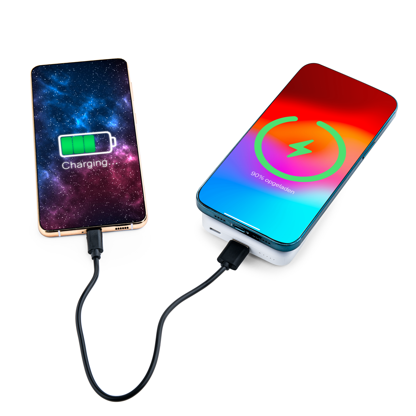MOJOGEAR Wireless MagSafe powerbank 10.000 mAh - Magnetisch en Draadloos voor Android en iPhone - Met standaard - Wit - Powerbanks