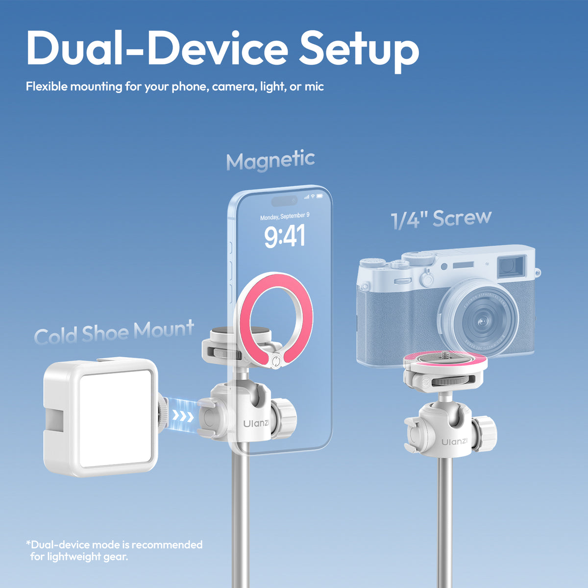 Ulanzi MT-44 M magnetische selfiestick statief met remote - Wit - Grote statieven