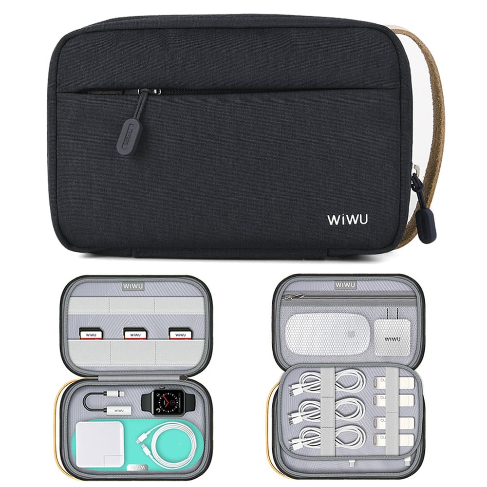 WiWu Cozy opbergtas - organizer voor elektronica & kabels - Medium - Zwart - Tassen