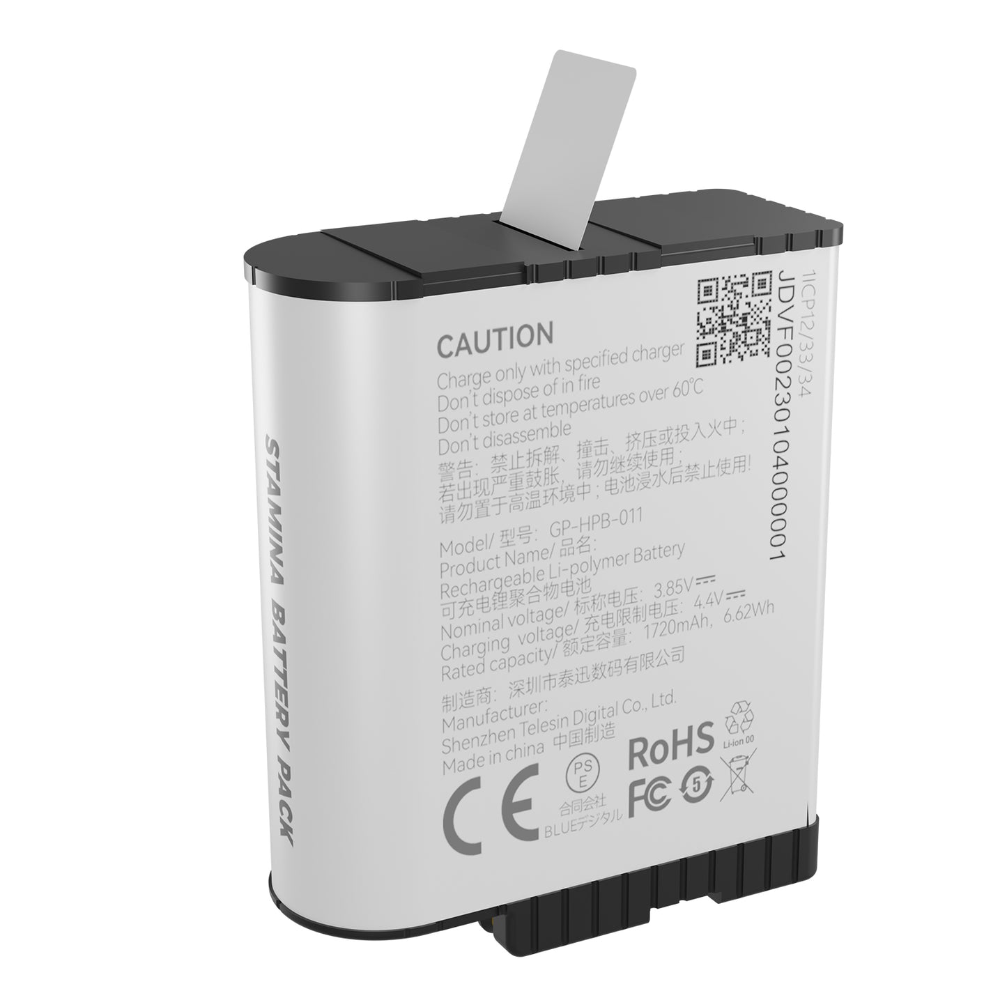 Telesin Stamina Wintersport Batterij voor GoPro 9 / 10 / 11 / 12 - 1750 mAh - GoPro-accessoires