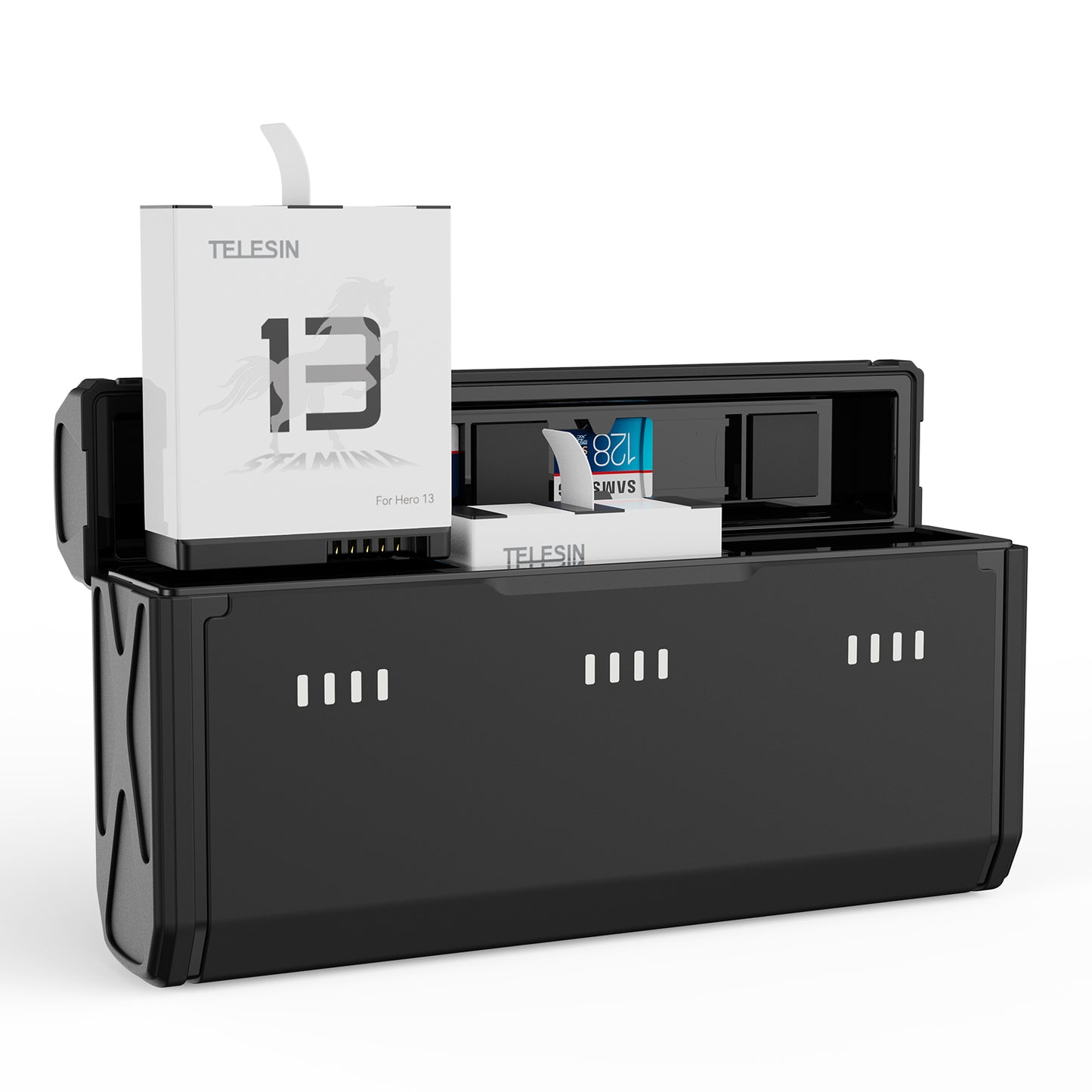 Telesin Pocket Triple Oplaadcase met 2 batterijen - voor GoPro 13 - GoPro Accu's en opladers
