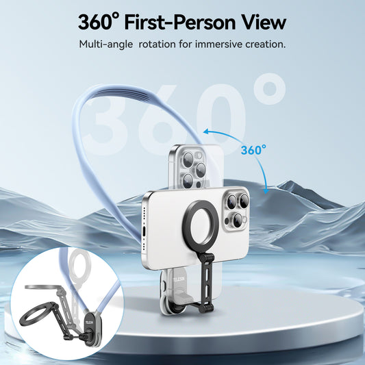 Telesin MagSafe Smartphone neck mount extra groot - Sky Blue - Telefoonhouders