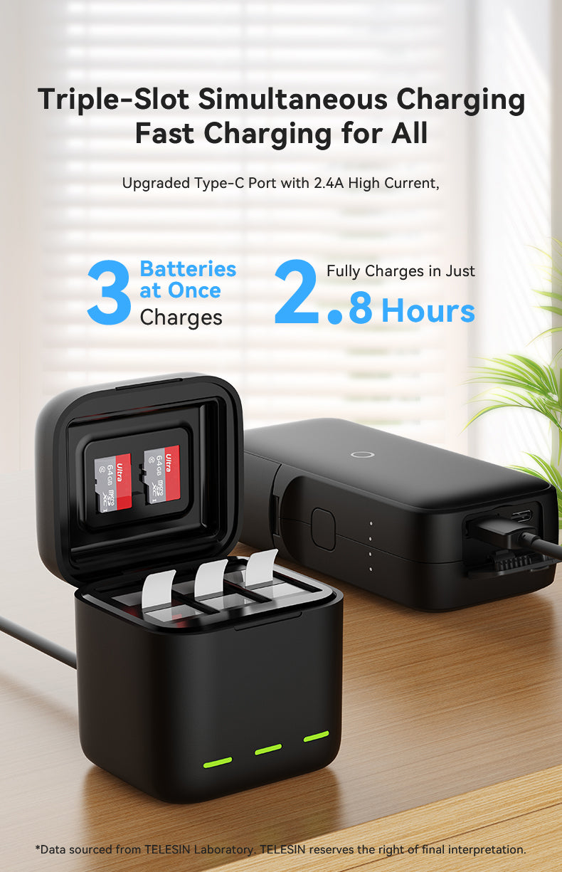 Telesin batterij oplaadbox voor GoPro Hero 13 - GoPro Accu's en opladers