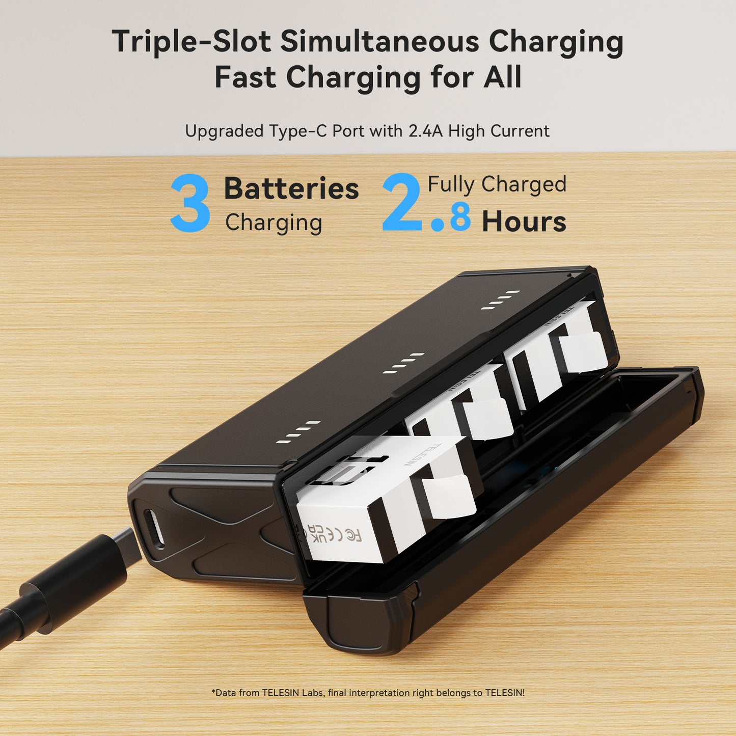 Telesin Pocket oplaadcase voor GoPro Hero 13 batterijen - GoPro Accu's en opladers