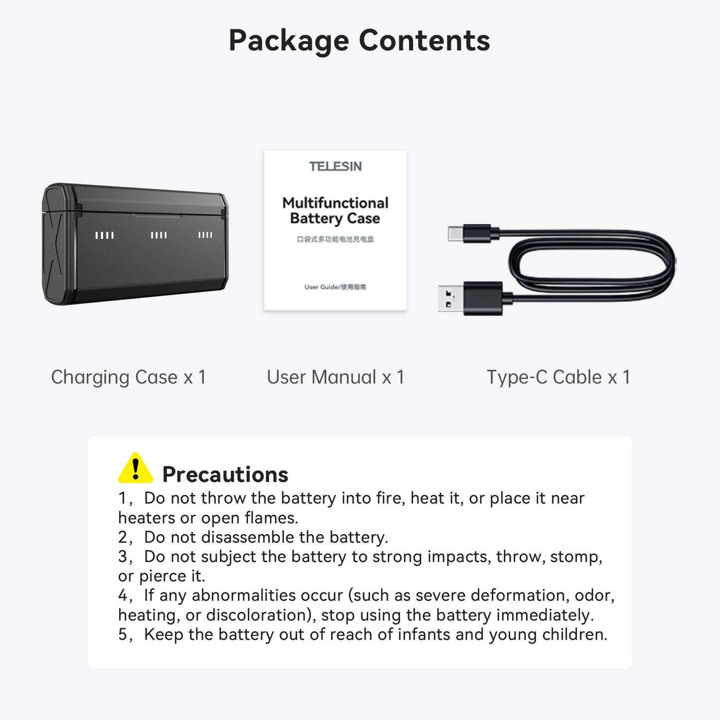Telesin Pocket-Ladekoffer für GoPro Hero 13-Akkus