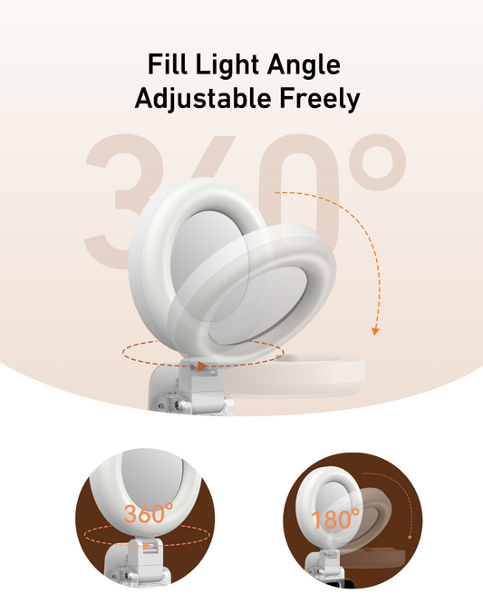 Telesin Mini Selfie Ringlamp met klem voor smartphone - wit - Videoverlichting