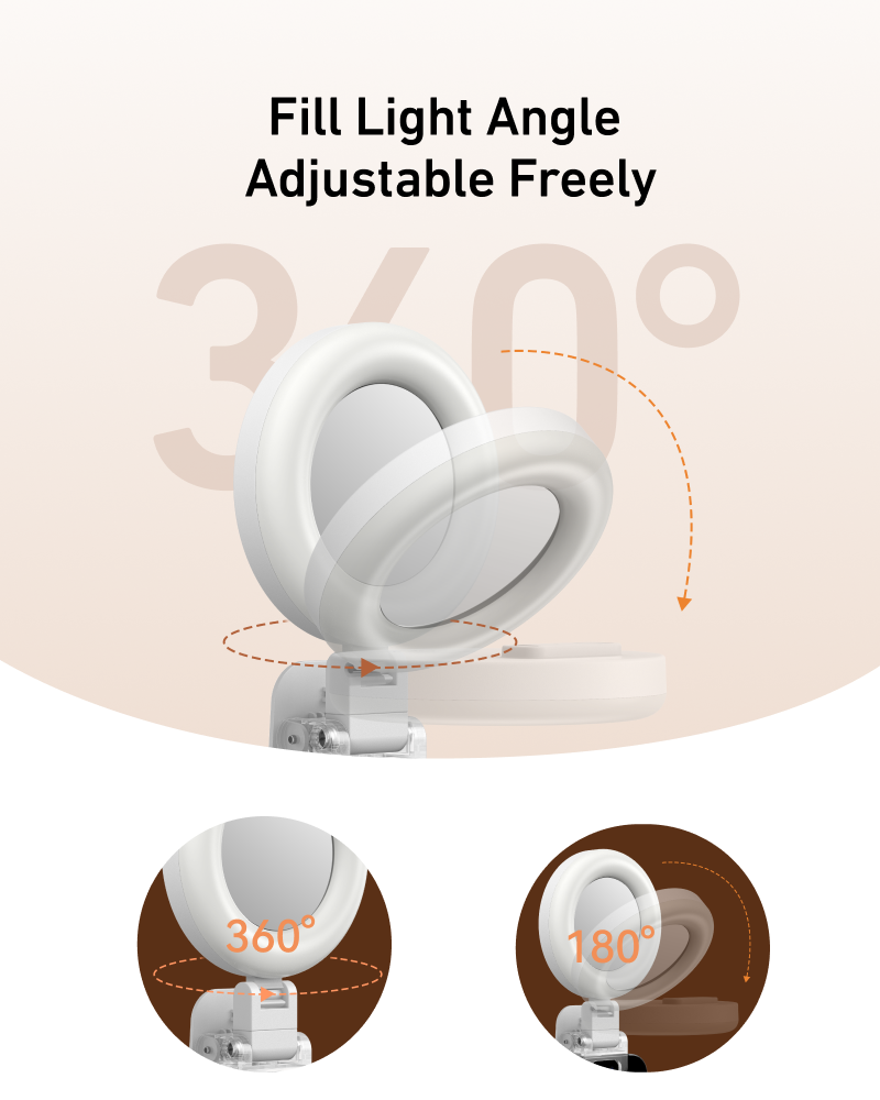 Telesin Mini Selfie-Ringlicht mit Klemme für Smartphone - Weiß