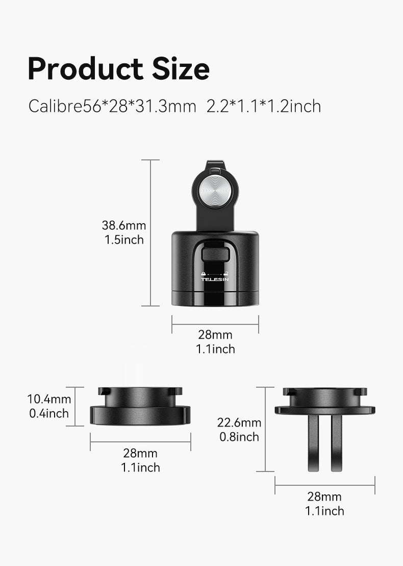 Telesin Magnetische Quick Release Adapter Set voor actioncam - GoPro Mounts