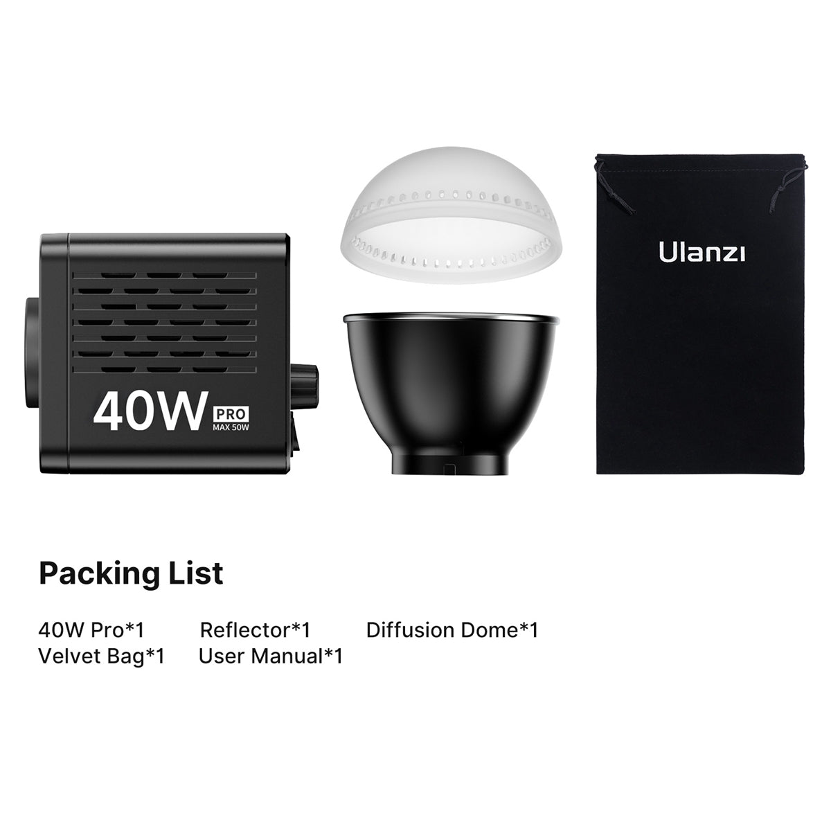 Ulanzi 40W PRO COB-Lampe, zweifarbig, mit eingebautem Akku