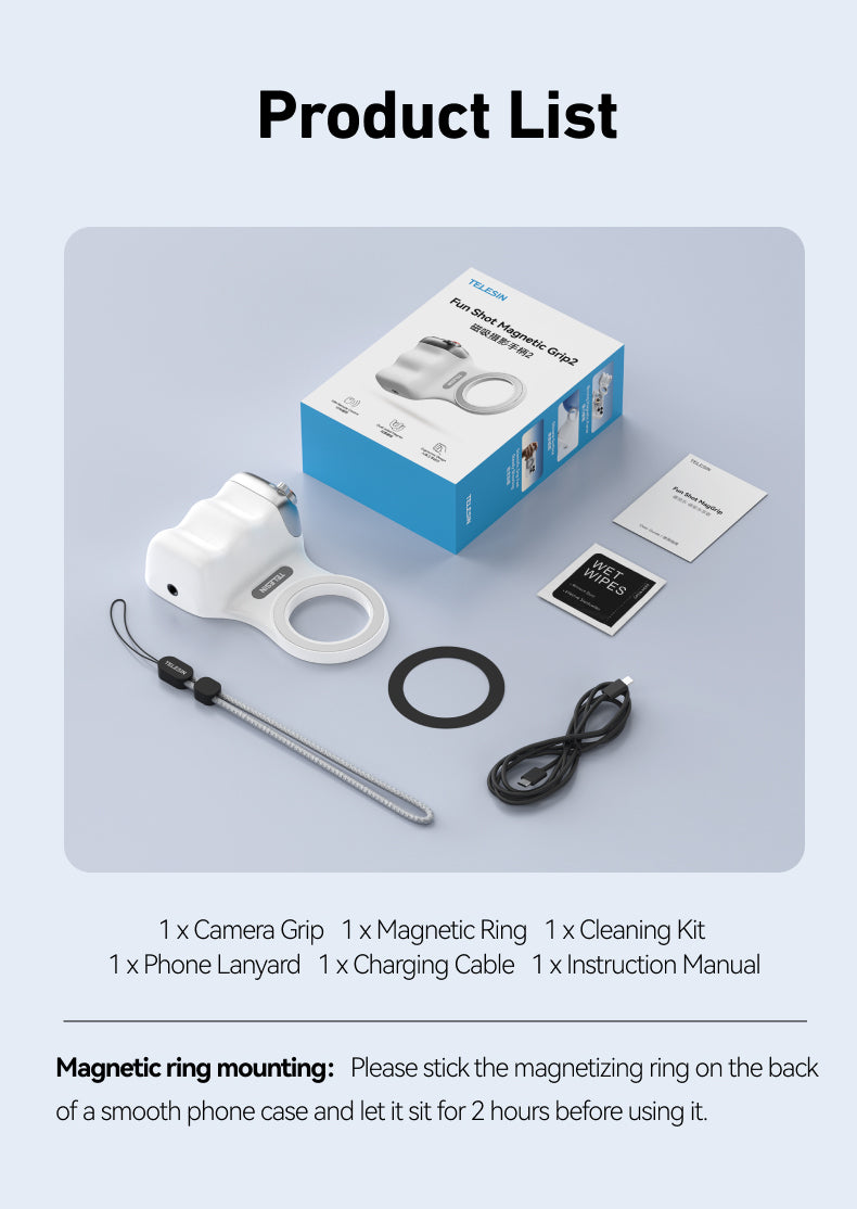 Telesin Fun Shot Magnetischer Griff 2 - Weiß