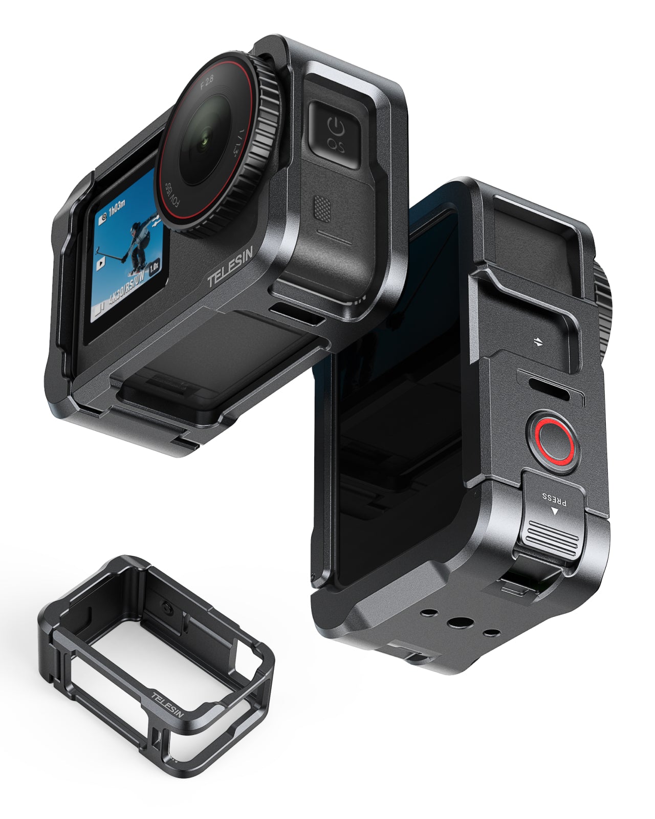 Telesin Metallkäfig für DJI Osmo Action 6 – Grau