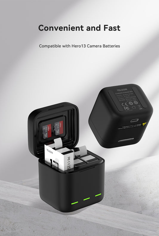 Telesin batterij oplaadbox voor GoPro Hero 13 - GoPro Accu's en opladers